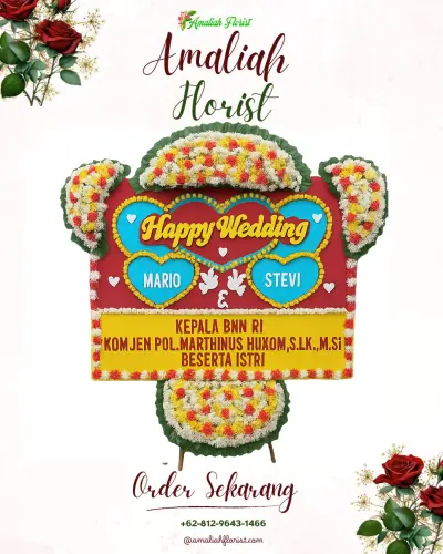Karangan Papan Bunga Pernikahan di Banjarlor